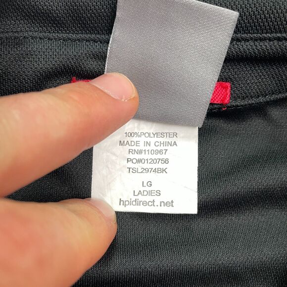Tesla Performance Stretch Polo Shirt Womens Large Black Hidden Button Ladies - Picture 4 of 12